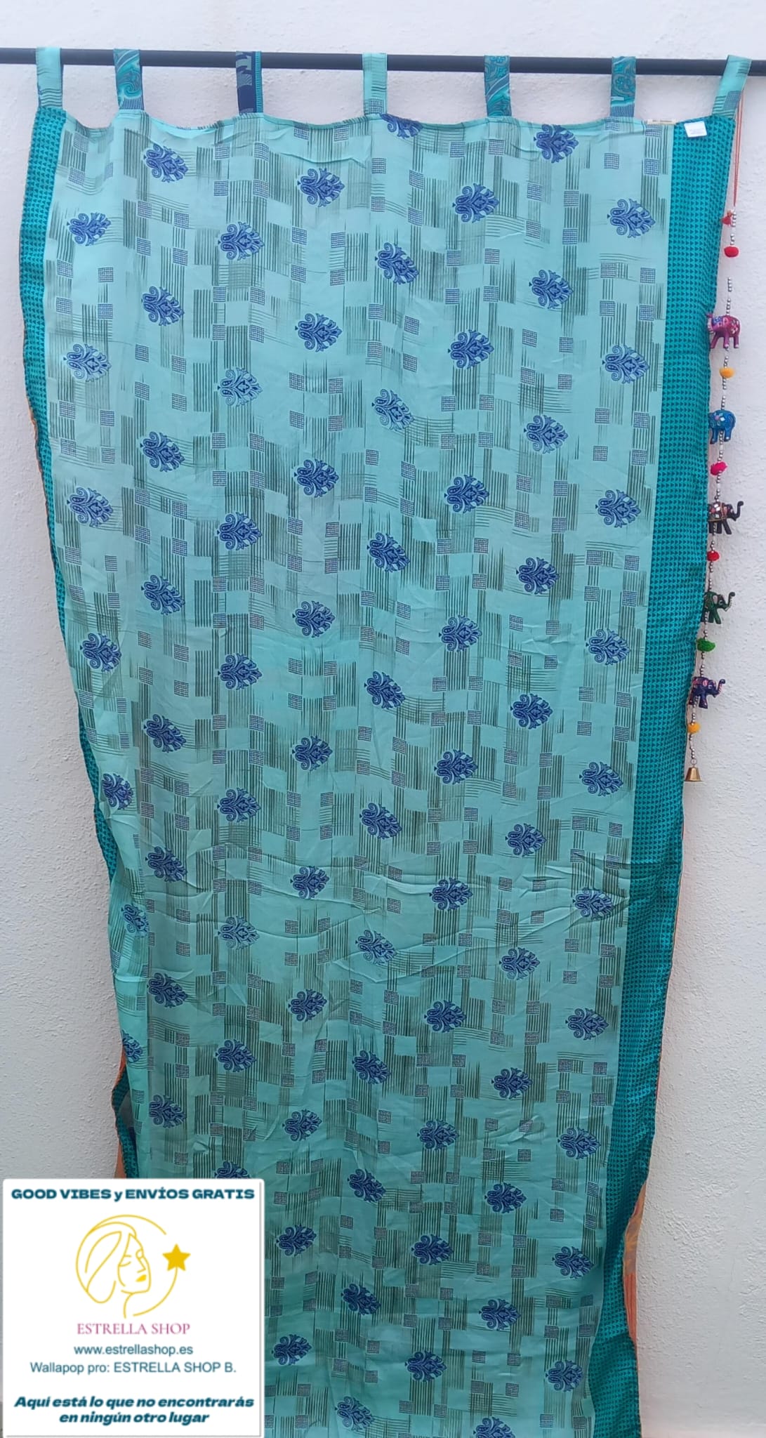 CORTINA MÁGICA PORQUE ES REVERSIBLE PATCHWORK A 2 CARAS YA CONFECCIONADA.ENVÍO GRATIS.