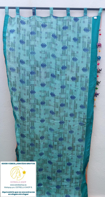 CORTINA MÁGICA PORQUE ES REVERSIBLE PATCHWORK A 2 CARAS YA CONFECCIONADA.ENVÍO GRATIS.