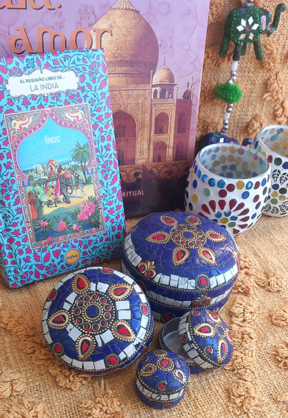 SET DE 4 CAJITAS JOYERO DECORADAS A MANO IDEALES COMO JOYEROS PARA GUARDAR TESOROS O COMO PIEZA DECORATIVA.ENVÍO GRATIS SIN PEDIDO MÍNIMMO.