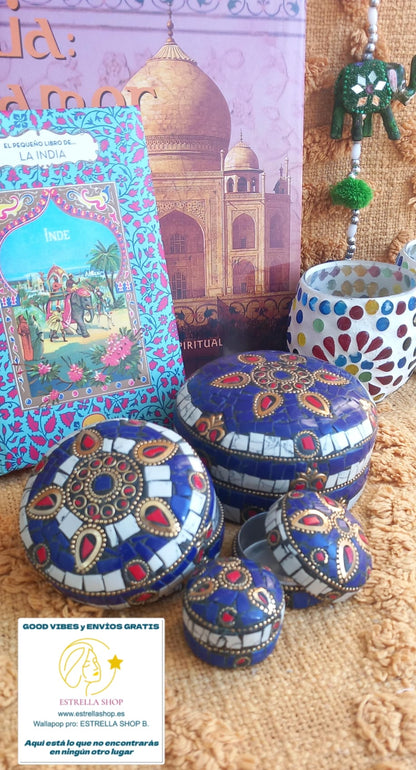 SET DE 4 CAJITAS JOYERO DECORADAS A MANO IDEALES COMO JOYEROS PARA GUARDAR TESOROS O COMO PIEZA DECORATIVA.ENVÍO GRATIS SIN PEDIDO MÍNIMMO.