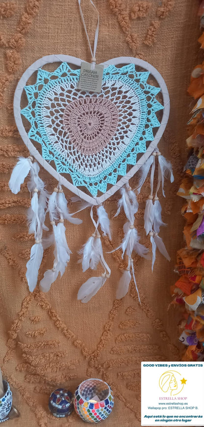 Atrapasueños crochet Agua marina, tamaño grande.Envío Gratis. Precio sin competencia.