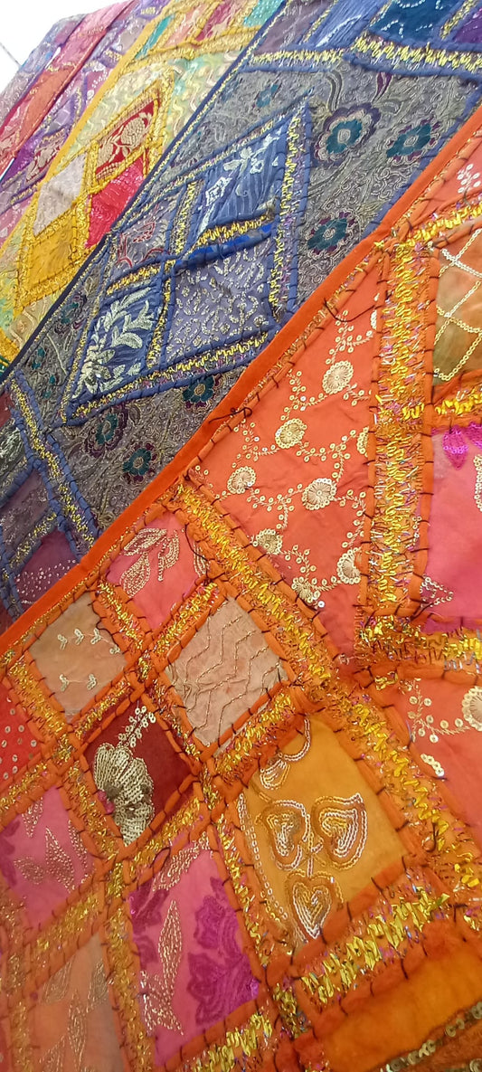 TEXTIL TAPIZ Y CAMINO PATCHWORK BORDADO A MANO EN INDIA.ENVÍO GRATIS SIN PEDIDO MÍNIMO.