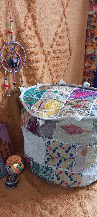 PUFF PATCHWORK ORIGINAL BOHO PARA CUALQUIER ESPACIO.45CM.ENVÍO GRATIS SIN PEDIDO MÍNIMO.
