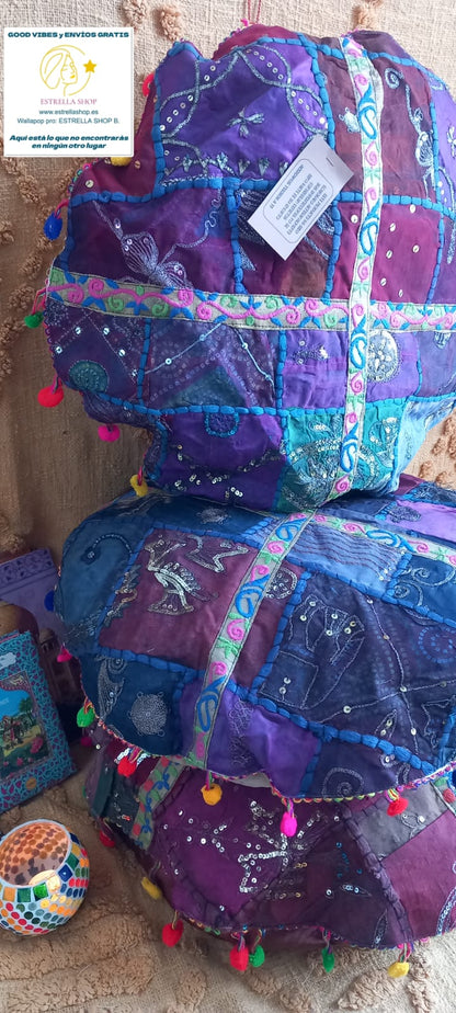 ZAFÚ PATCHWORK REDONDO ELABORADO ARTESANALMENTE CON ESENCIA BOHO.11.99€ENVÍO GRATIS SIN PEDIDO MÍNIMO.