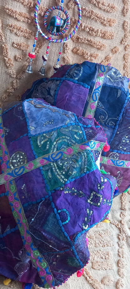 ZAFÚ PATCHWORK REDONDO ELABORADO ARTESANALMENTE CON ESENCIA BOHO.11.99€ENVÍO GRATIS SIN PEDIDO MÍNIMO.
