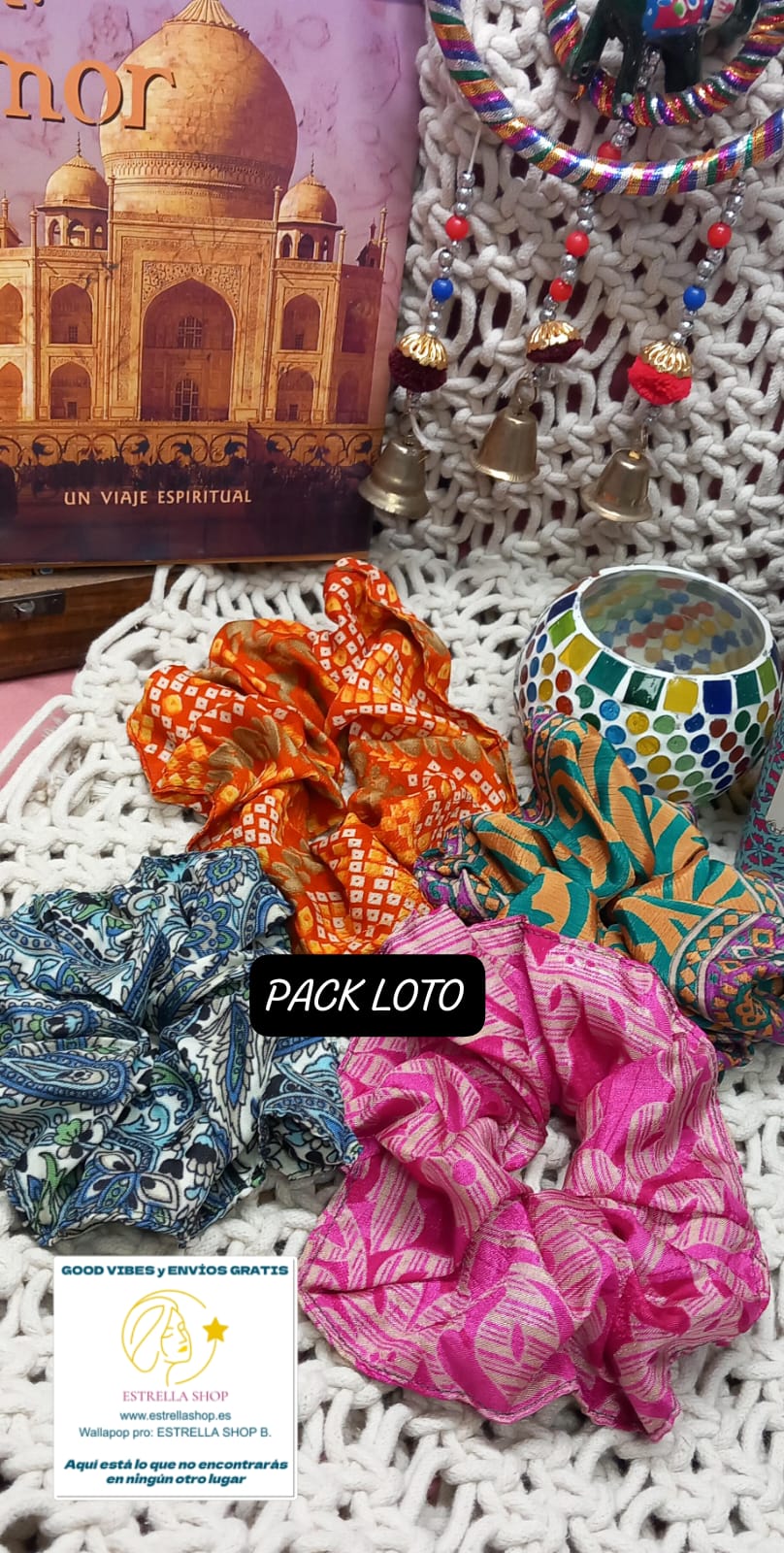 Scrunchie,coleteros y coleteros que se usan como pulseras.Pack de 4 a 9.90€ y envío gratis.