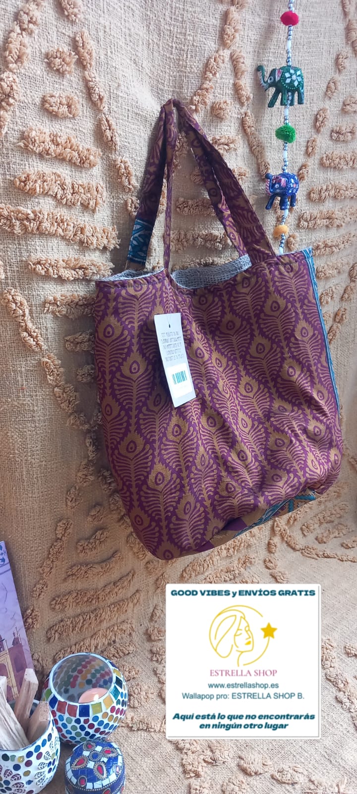 CESTO MULTIFUNCIONAL YUTE SAREE DE LA INDIA 35X50CM,ENVÍO GRATIS SIN PEDIDO MÍNIMO.