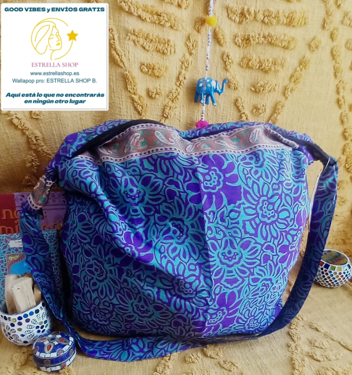 BOLSO SEDA CON CREMALLERA,AUTÉNTICA ARTESANÍA INDIA CON MÁGICOS COLORES.ENVÍO GRATIS SIN PEDIDO MÍNIMO.