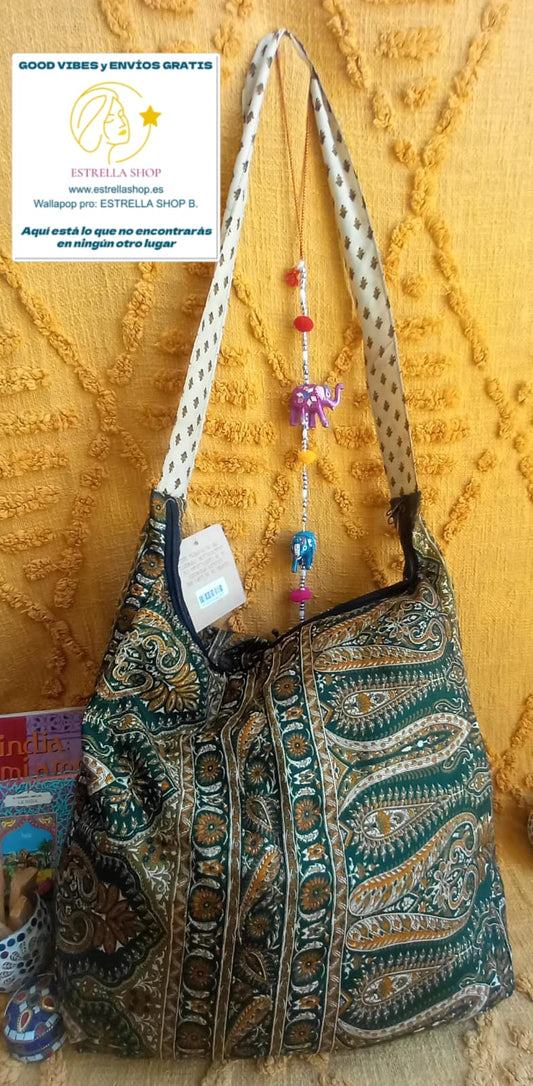 BOLSO SEDA CON CREMALLERA,AUTÉNTICA ARTESANÍA INDIA CON MÁGICOS COLORES.ENVÍO GRATIS SIN PEDIDO MÍNIMO.