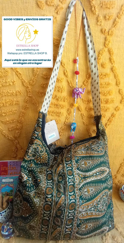 BOLSO SEDA CON CREMALLERA,AUTÉNTICA ARTESANÍA INDIA CON MÁGICOS COLORES.ENVÍO GRATIS SIN PEDIDO MÍNIMO.