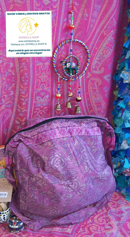 BOLSO SEDA CON CREMALLERA,AUTÉNTICA ARTESANÍA INDIA CON MÁGICOS COLORES.ENVÍO GRATIS SIN PEDIDO MÍNIMO.