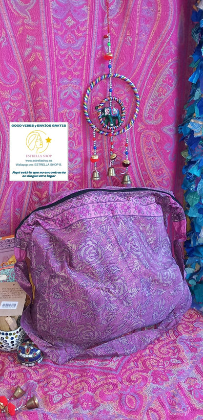 BOLSO SEDA CON CREMALLERA,AUTÉNTICA ARTESANÍA INDIA CON MÁGICOS COLORES.ENVÍO GRATIS SIN PEDIDO MÍNIMO.