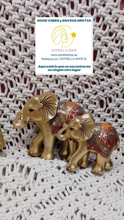 FIGURA TALISMÁN ELEFANTE MAMÁ Y BEBÉ DRAGA pieza con gran simbolismo y belleza artesanal.Envío gratis sin pedido mínimo.