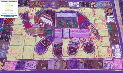TAPIZ JOYA TEXTIL PATCHWORK Y BORDADO A MANO 150X100CM ELEFANTE EXCLUSIVO Y ÚNICO.ENVÍO GRATIS SIN PEDIDO MINIMO