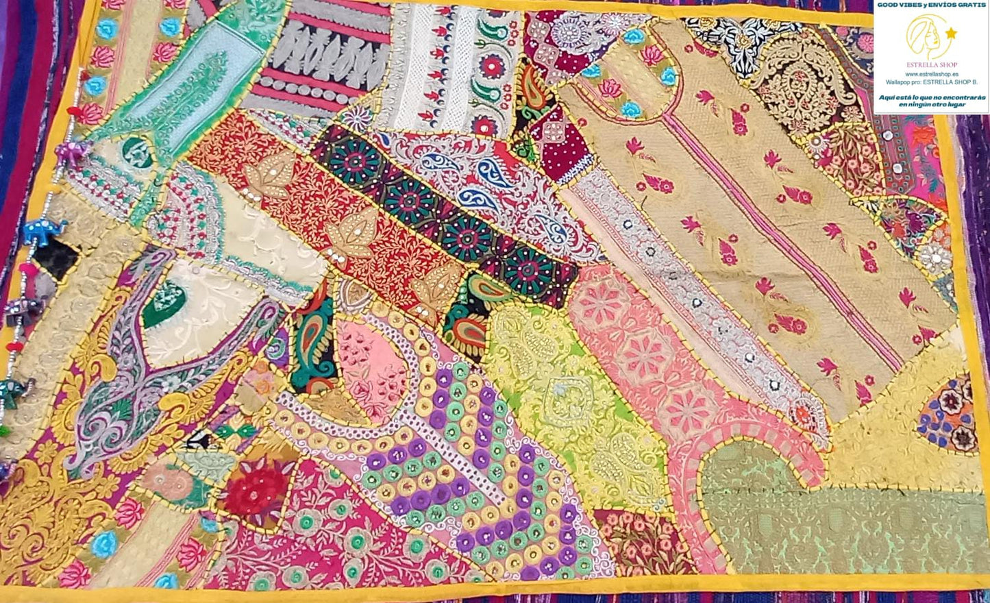 GRAN TAPIZ PATCHWORK DE 150X100CM TAMBIÉN COMO CAMINO,JOYA TEXTIL.ENVÍO GRATIS SIN MÍNIMOS.