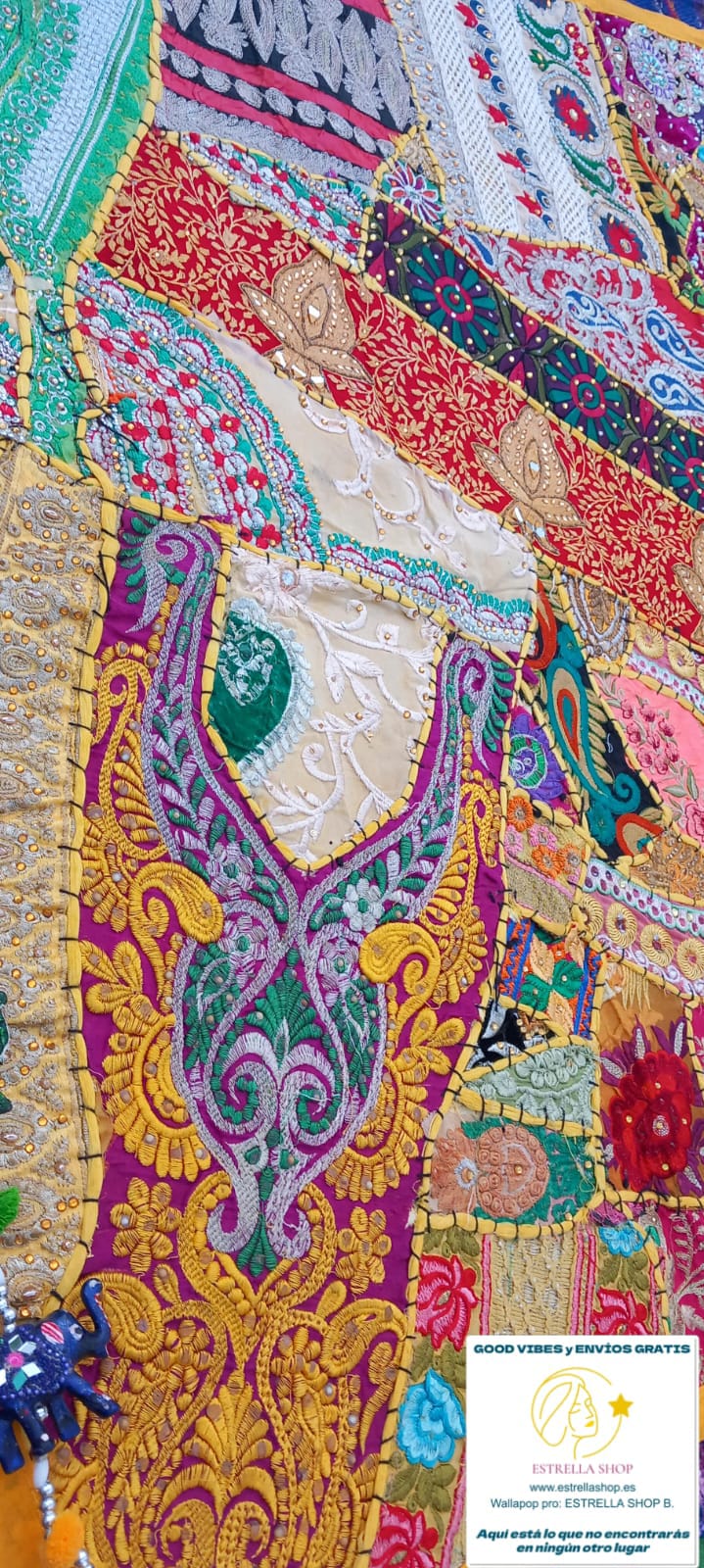GRAN TAPIZ PATCHWORK DE 150X100CM TAMBIÉN COMO CAMINO,JOYA TEXTIL.ENVÍO GRATIS SIN MÍNIMOS.