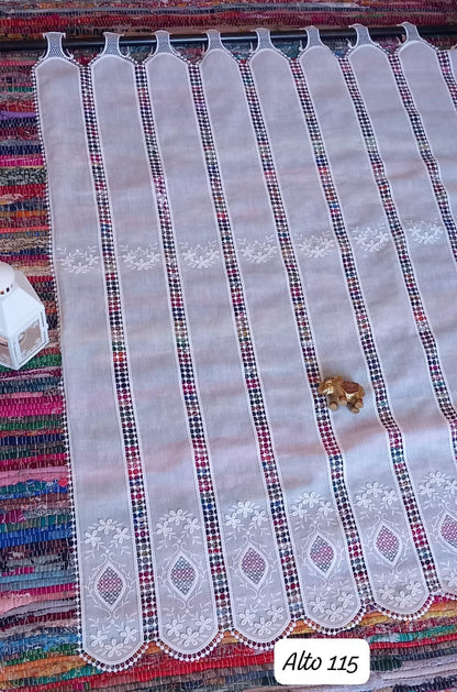 CORTINAS TENDINAS DE TELA Y MACRAMÉ PASABARRAS. ALTO 115CMX100CM ANCHO.ENVÍO GRATIS SIN PEDIDO MÍNIMO.