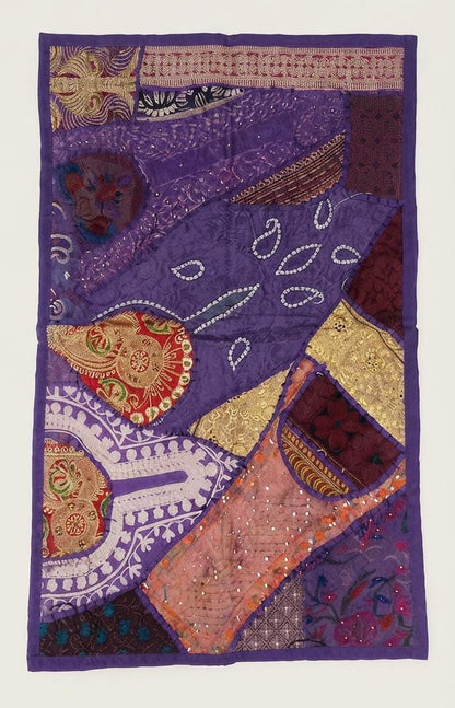 TEXTIL TAPIZ PATCHWORK ARTESANAL CON BORDADO Y ABALORIOS MULTIFUNCIONAL LLENO DE HISTORIA PARA PERSONALIZAR TU HOGAR.ENVÍO GRATIS SIN PEDIDO MÍNIMO.
