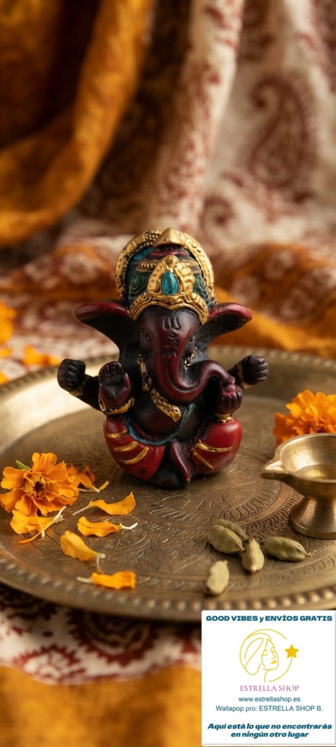 Atrae la armonía, prosperidad y las buenas energías a tu hogar o lugar de trabajo con nuestra imponente figura de Ganesha. En el misticismo oriental, esta deidad con cabeza de elefante es una de las más queridas y respetadas, conocida universalmente como el destructor de obstáculos, el patrón de las artes y las ciencias, y el dios de la buena fortuna y la sabiduría.