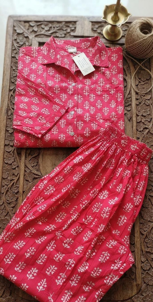 SET DE PIJAMA XXL ALGODÓN ARTESANAL INDIA MODELO JAIPUR CON SU BOLSITA PARA GUARDAR.ENVÍO GRATIS SIN PEDIDO MÍNIMO.