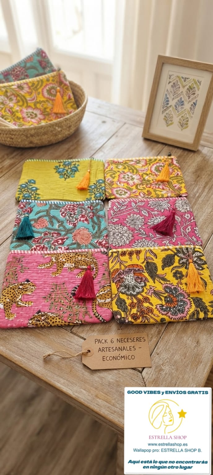 PACK DE 6 NECESERES. UNICO Y EXCLUSIVO. 6 UNIDADES EN ESTE PACK.Compra el pack de 6 unidades y disfruta tu chollo!!ENVÍO GRATIS SIN PEDIDO MÍNIMO.