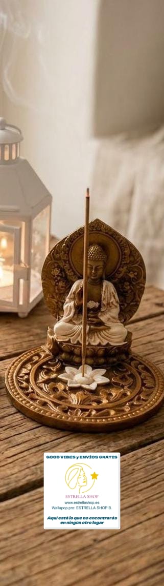 PORTAINCIENSOS Y FIGURA ESPIRITUAL A ELEGIR:BUDA O GANESHA.HECHA A MANO EN LA INDIA.ENVÍO GRATIS SIN PEDIDO MÍNIMO.