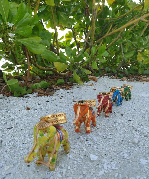 LOTE 5 PORTAVELAS ELEFANTE ARTESANALES UN LOTE EXCLUSIVO VIBRANTE.ENVÍO GRATIS SIN PEDIDO MÍNIMO.