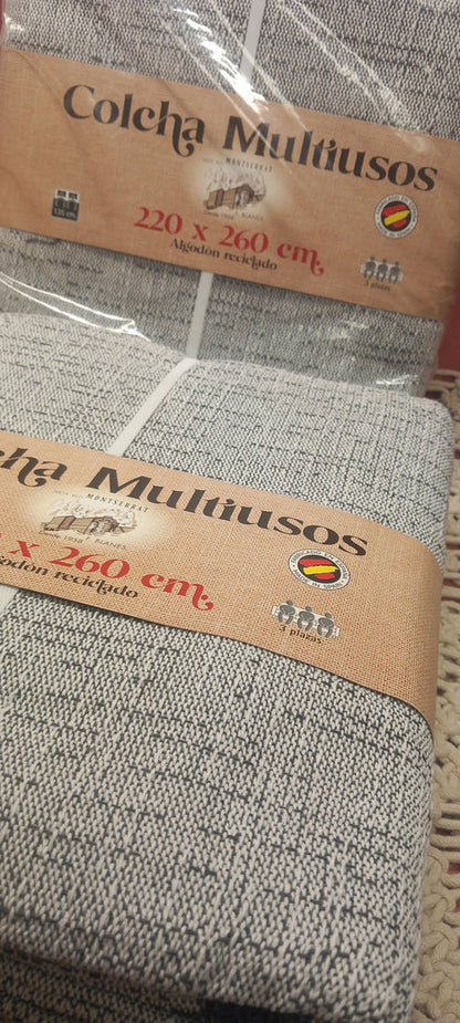 COLCHA PARA CAMA DOBLE, CUBRECAMA EN ALGODÓN RECICLADO.ENVÍO GRATIS SIN PEDIDO MÍNIMO.