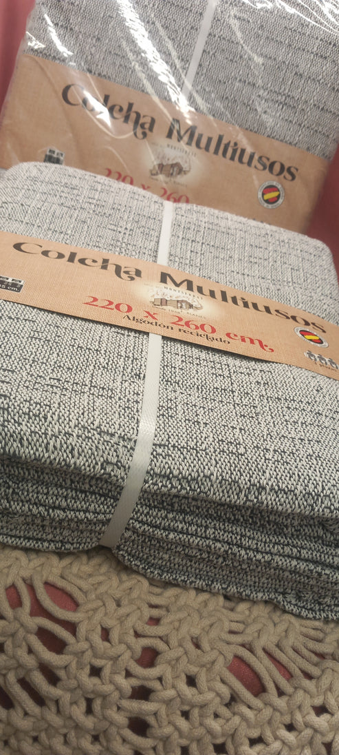 COLCHA PARA CAMA DOBLE, CUBRECAMA EN ALGODÓN RECICLADO.ENVÍO GRATIS SIN PEDIDO MÍNIMO.