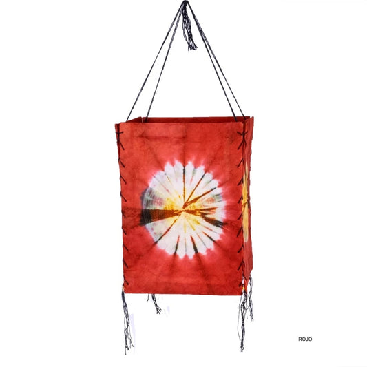 PANTALLA DE LÁMPARA DE PAPEL DE ARROZ ARTESANAL TYE DYE CON ENVÍO GRATIS SIN PEDIDO MÍNIMO.