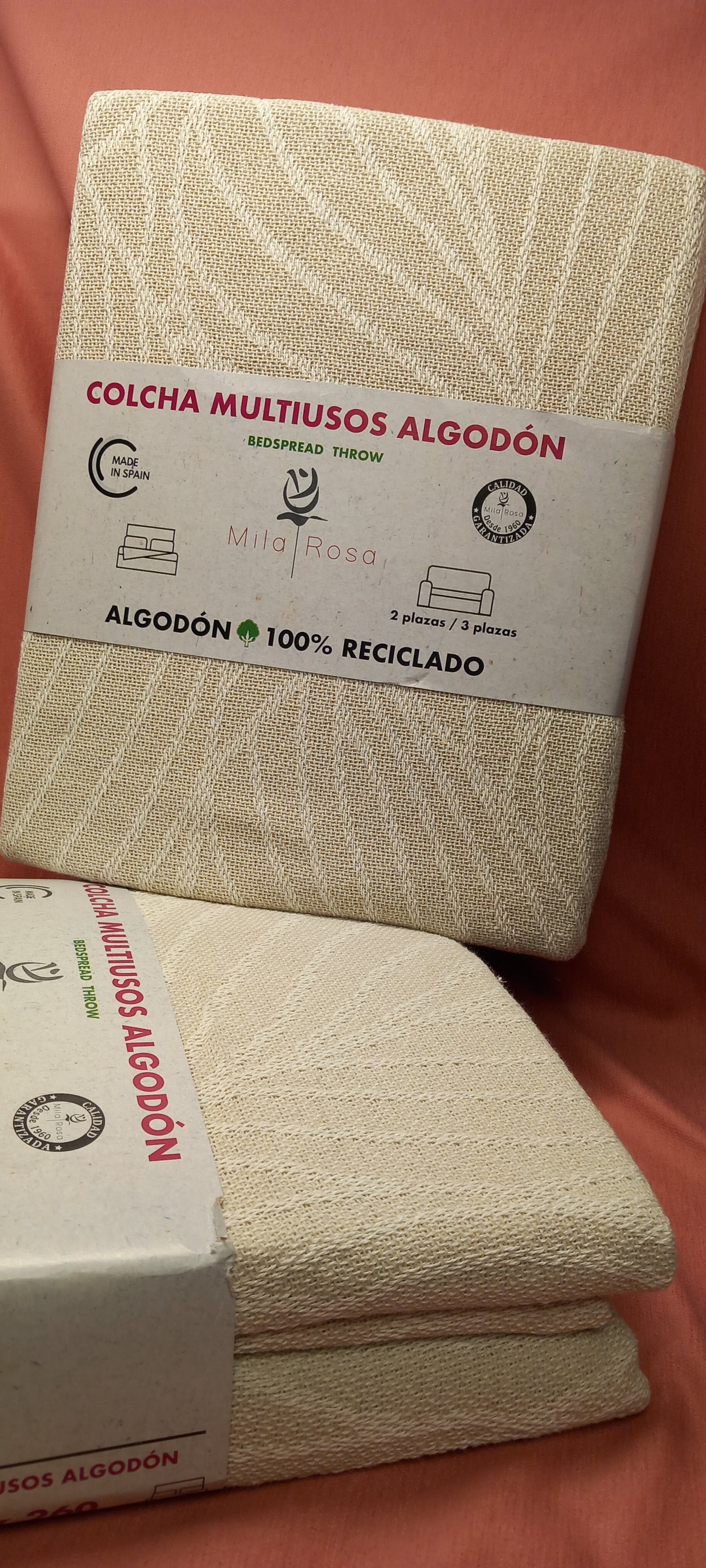JARAPA COLCHA MULTIUSOS DE ALGODÓN CON FLECOS 180X260 COLOR LINO,ENVÍO GRATIS SIN PEDIDO MÍNIMO.