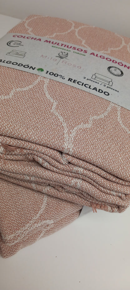 JARAPA COLCHA MULTIUSOS DE ALGODÓN CON FLECOS.230X260CM.ENVÍO GRATIS SIN PEDIDO MÍNIMO