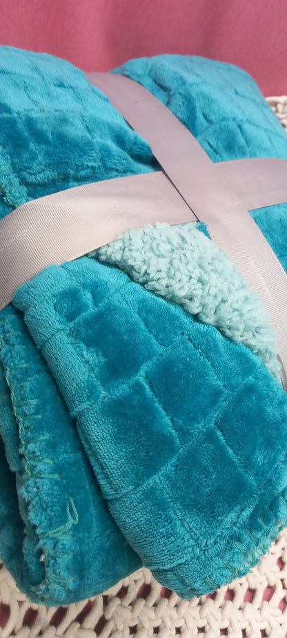 MANTA PLAID SHERPA BORREGUITO EFECTO ACOLCHADA TERCIOPELO Y SHERPA.ENVÍO GRATIS SIN PEDIDO MÍNIMO.