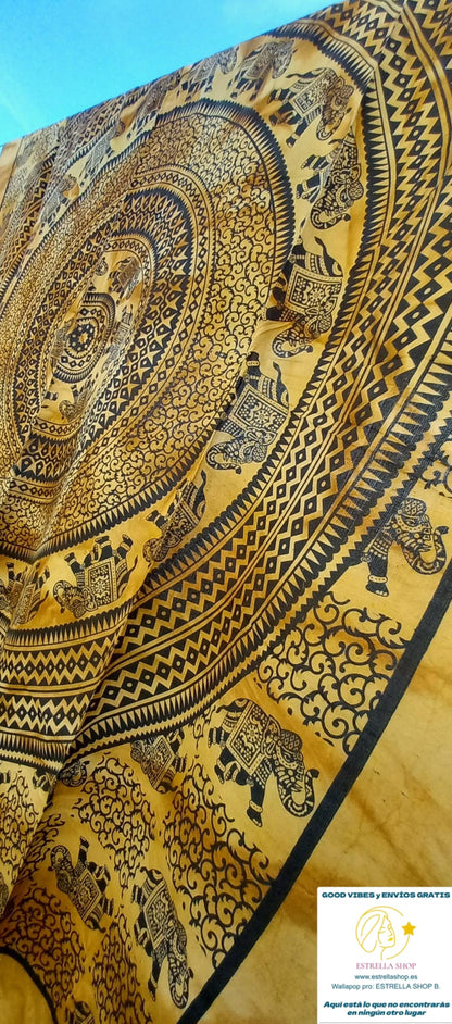 COLCHA MULTIFUNCIÓN O CUBRE MODELO LUZ MANDALA ELEFANTE 100%ALGODÓN 210X240CM.ENVÍO GRATIS SIN PEDIDO MÍNIMO.