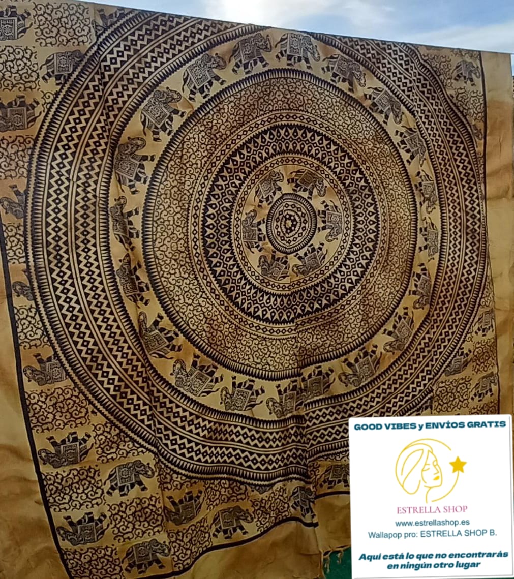 COLCHA MULTIFUNCIÓN O CUBRE MODELO LUZ MANDALA ELEFANTE 100%ALGODÓN 210X240CM.ENVÍO GRATIS SIN PEDIDO MÍNIMO.