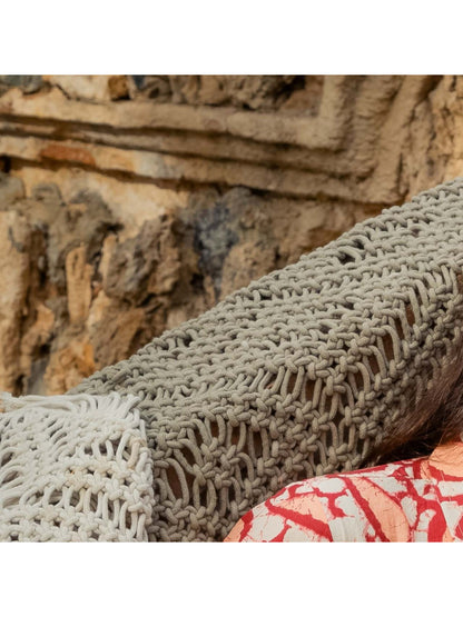 TAPIZ CAMINO DE MESA O CUBRECAMA HECHO ARTESANALMENTE EN INDIA MACRAMÉ 100%AUTÉNTICO Y CON ALMA.ENVÍO GRATIS SIN PEDIDO MÍNIMO.