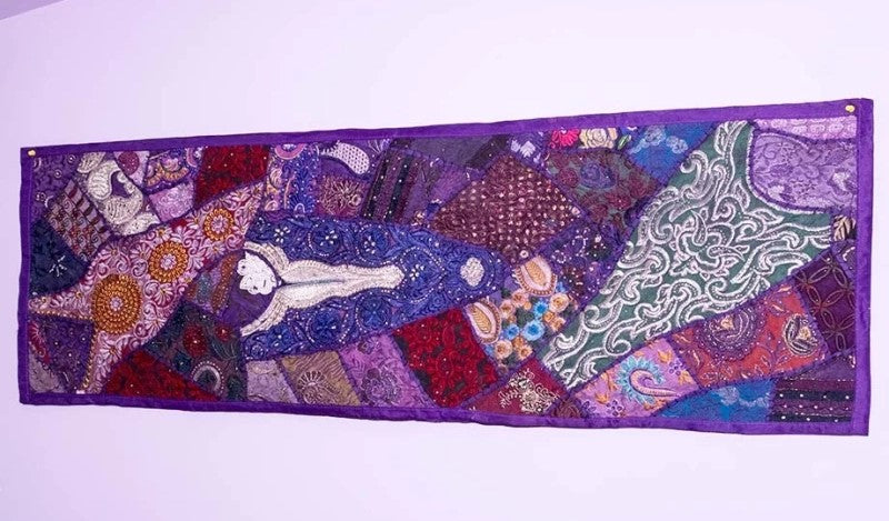 TAPIZ PATCHWORK 48X148cms ELABORADO ARTESANALMENTE EN INIDIA,ENVÍO GRATIS SIN PEDIDO MÍNIMO.