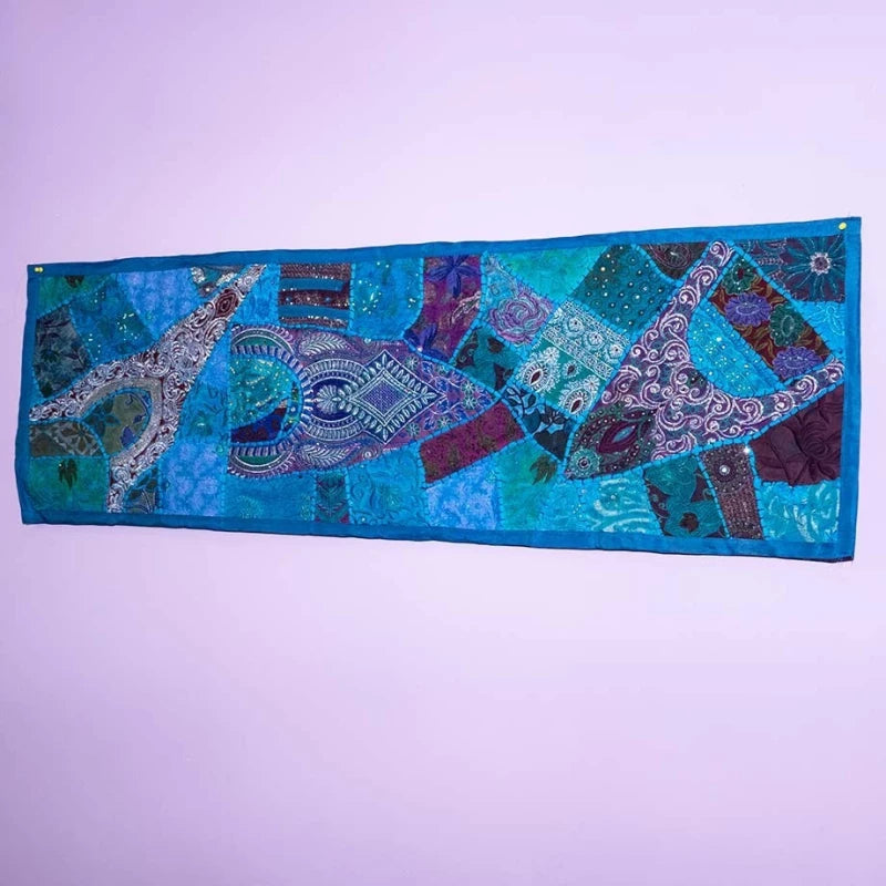 CAMINO DE MESA PATCHWORK TAPIZ MULTIFUNCION 48cmX148cm MULTIFUNCIÓN JOYA EXCLUSIVA TEXTIL ARTESANÍA INDIA.ENVIO GRATIS SIN PEDIDO MÍNIMO.