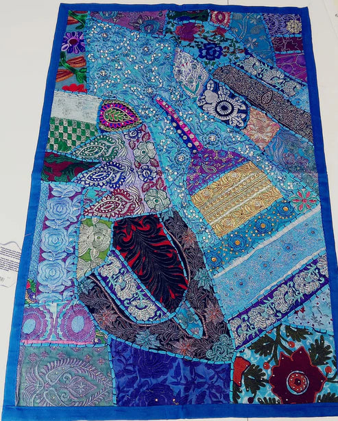 TAPIZ PATCHWORK 90X60 ARTESANALMENTE BORDADO EN INDIA.ENVÍO GRATIS SIN PEDIDO MÍNIMO.